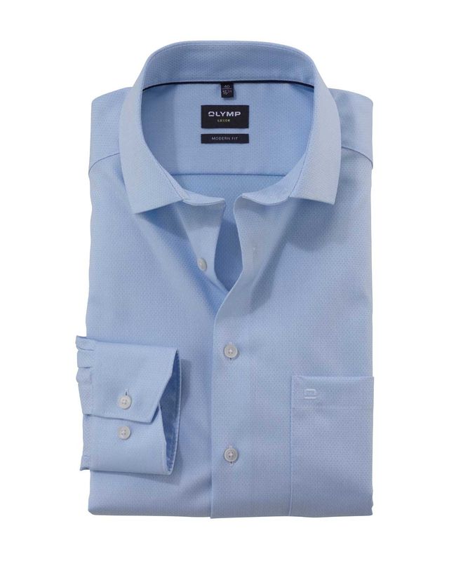 OLYMP Luxor overhemd 135674-11 in lichtblauw, modern fit voorkant
