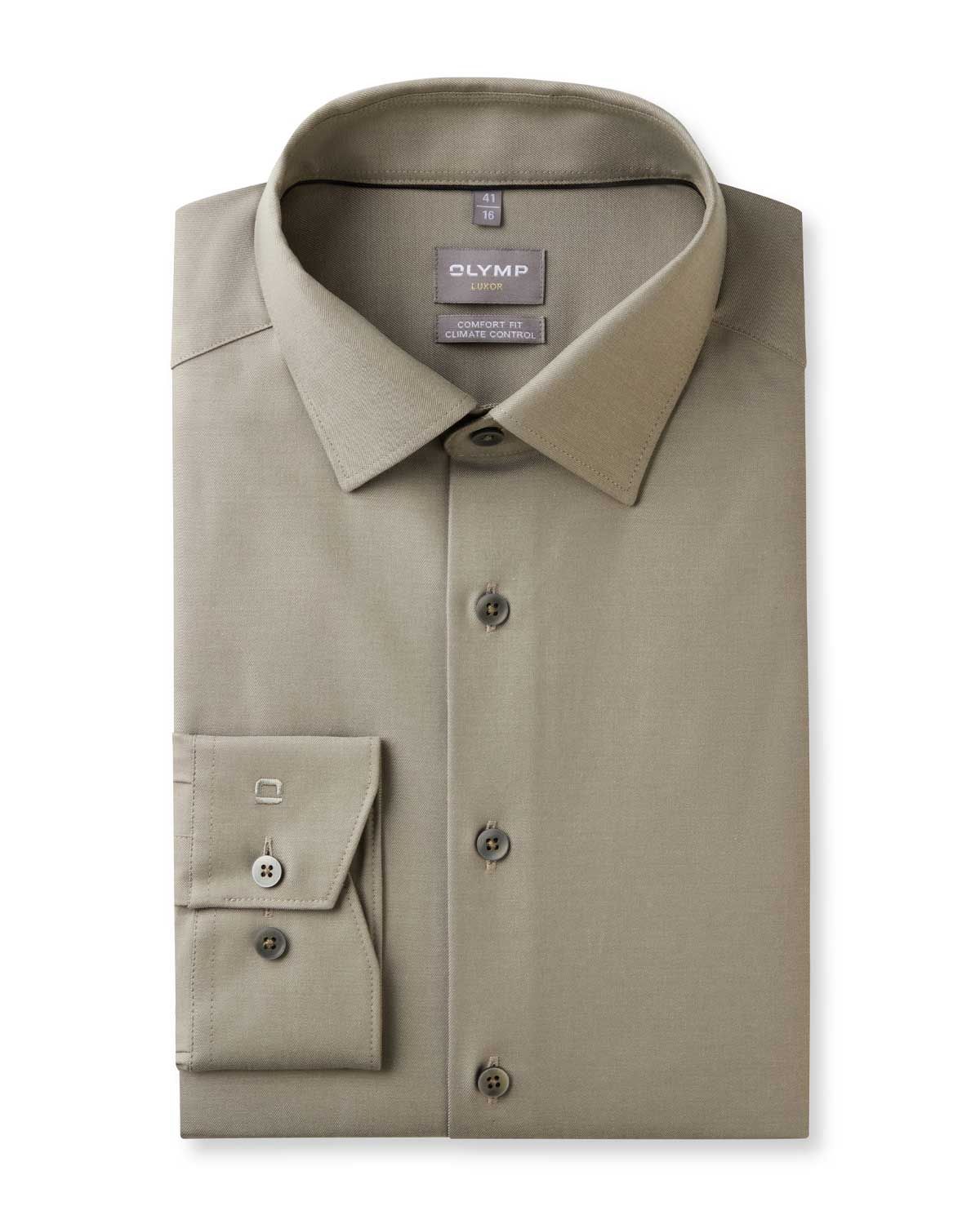 OLYMP Luxor overhemd 1030-24-46 grijsgroen Comfort Fit, voorkant