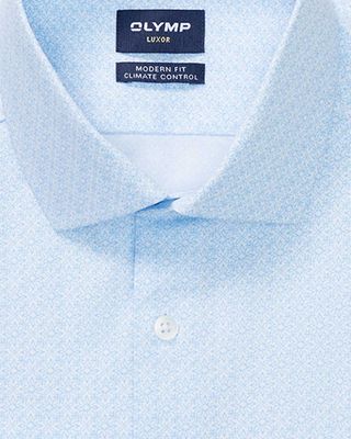 OLYMP Luxor 24/Seven overhemd 1308-84-00 in wit dessin, detail kraag