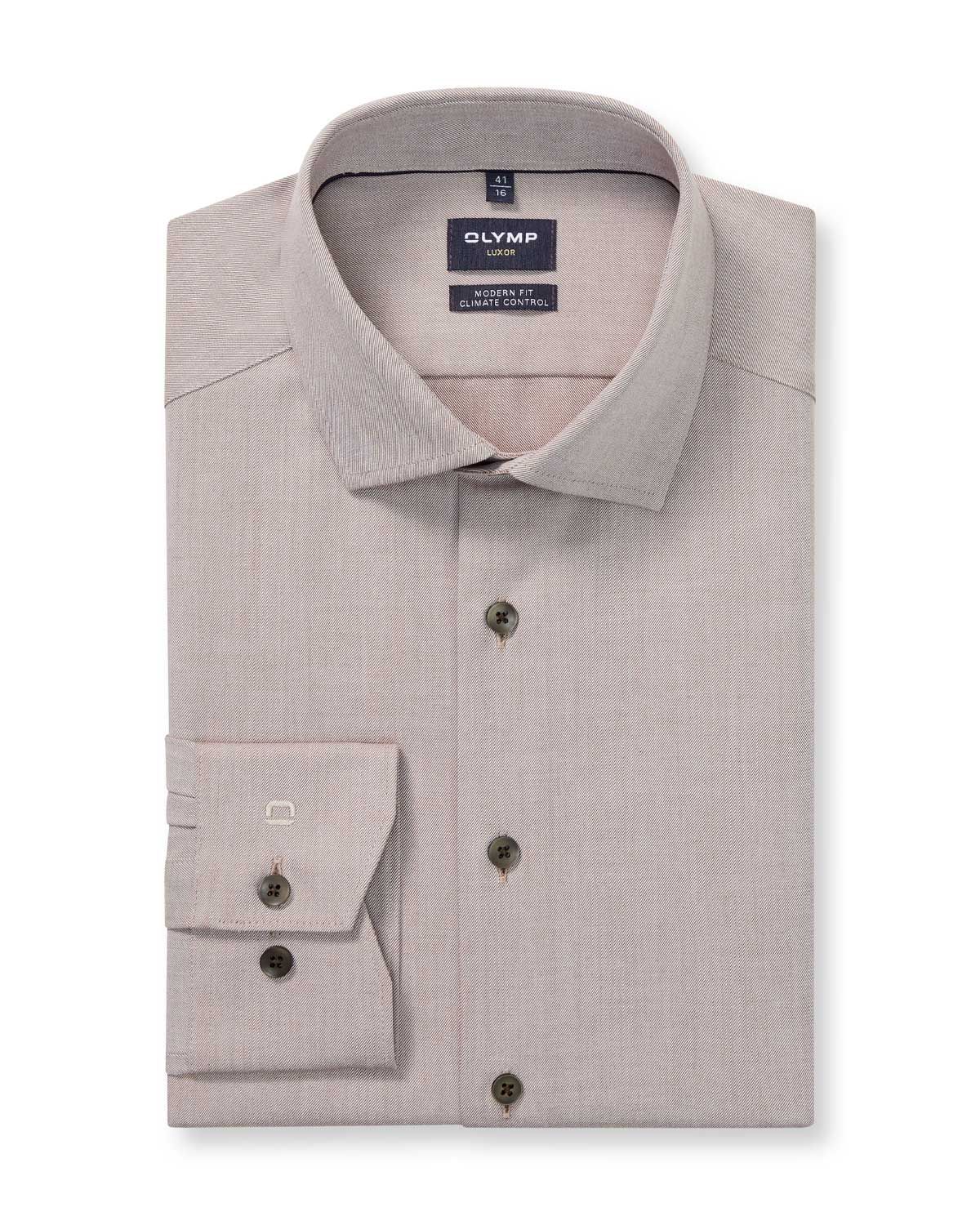 OLYMP Luxor overhemd 1338-84-27 in nougat beige/bruin, voorkant modern fit