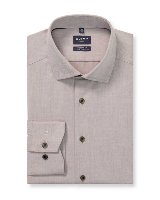 OLYMP Luxor overhemd 1338-84-27 in nougat beige/bruin, voorkant modern fit
