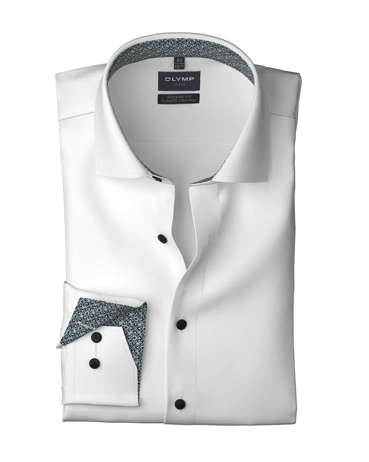 OLYMP Luxor overhemd 1142-84-00 in wit uni, voorkant comfort fit lange mouw