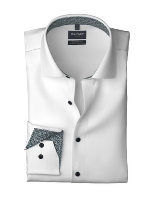 OLYMP Luxor overhemd 1142-84-00 in wit uni, voorkant comfort fit lange mouw