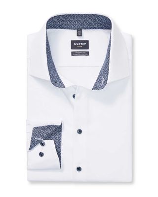 OLYMP Luxor overhemd 1342-84-00 in wit uni, voorkant modern fit lange mouw