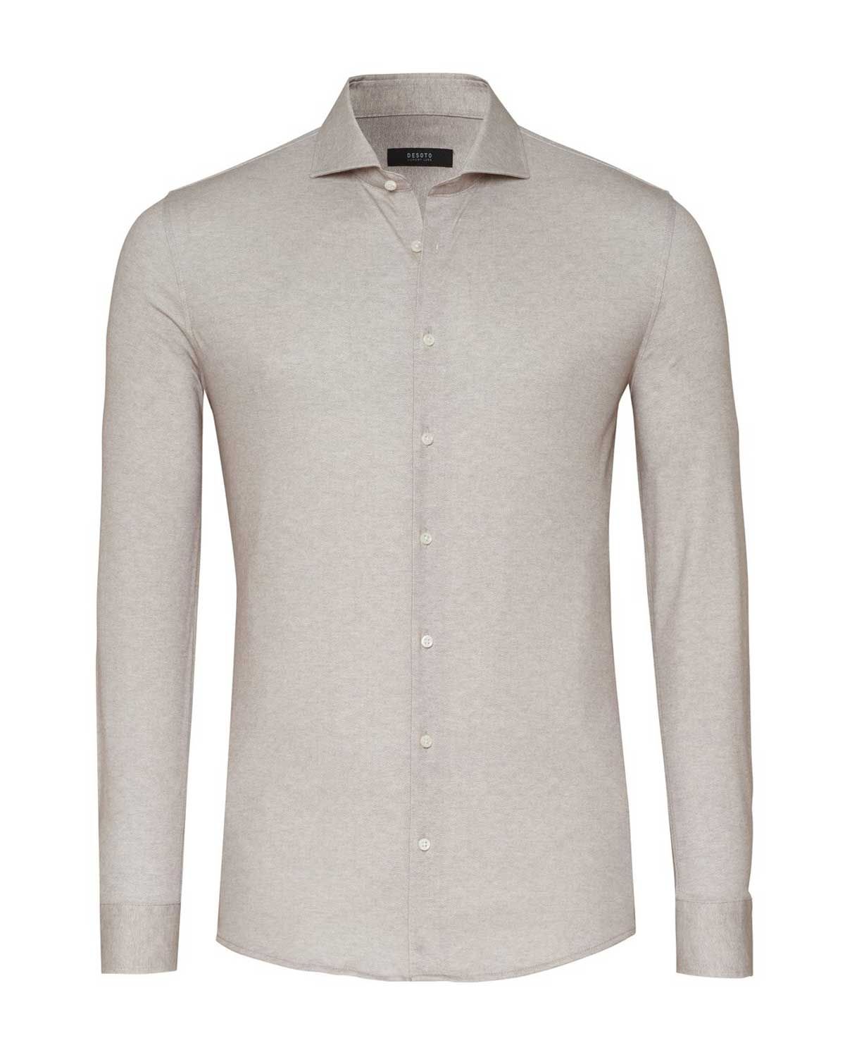 Desoto Luxury overhemd 87508-30-820 in beige, voorkant slim fit jersey katoen