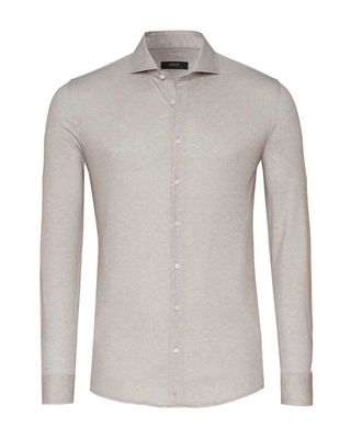 Desoto Luxury overhemd 87508-30-820 in beige, voorkant slim fit jersey katoen