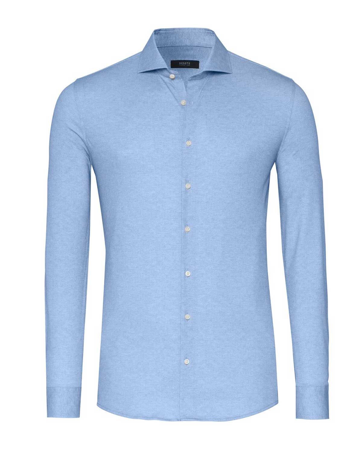 Desoto Luxury overhemd 87508-30-530 in lichtblauw, voorkant slim fit jersey katoen