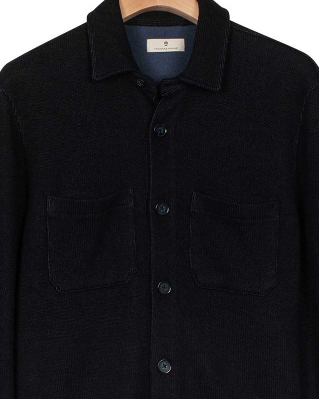 Thomas Maine vest 527765-60 in navy, detail borstzakken