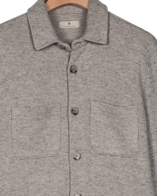 Thomas Maine Borgo overshirt 527765-91 in soft grey, detail borstzakken