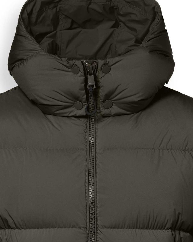 Reset jas MR01312253-6010 in forest green, detail capuchon en rits