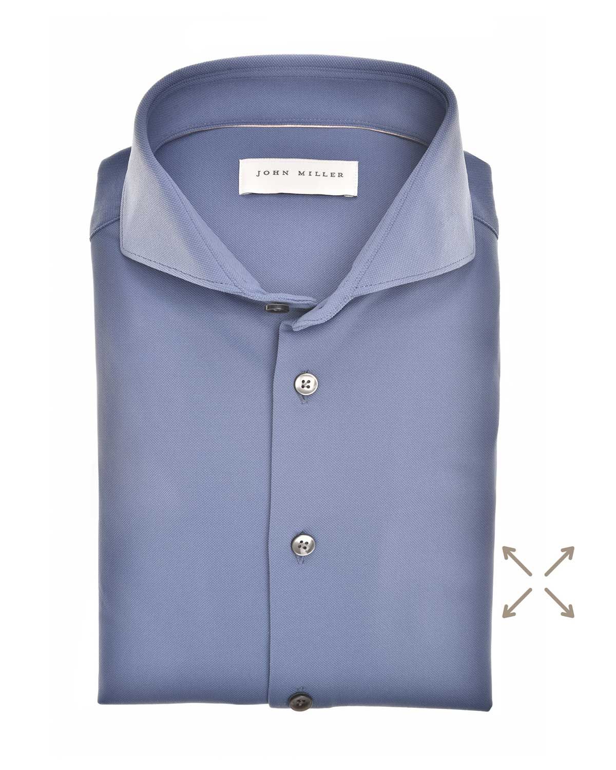John Miller overhemd 5142460-150-000-000 in middenblauw, voorkant