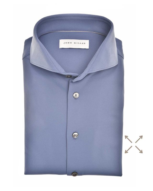 John Miller overhemd 5142460-150-000-000 in middenblauw, voorkant