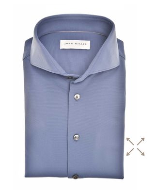 John Miller overhemd 5142460-150-000-000 in middenblauw, voorkant