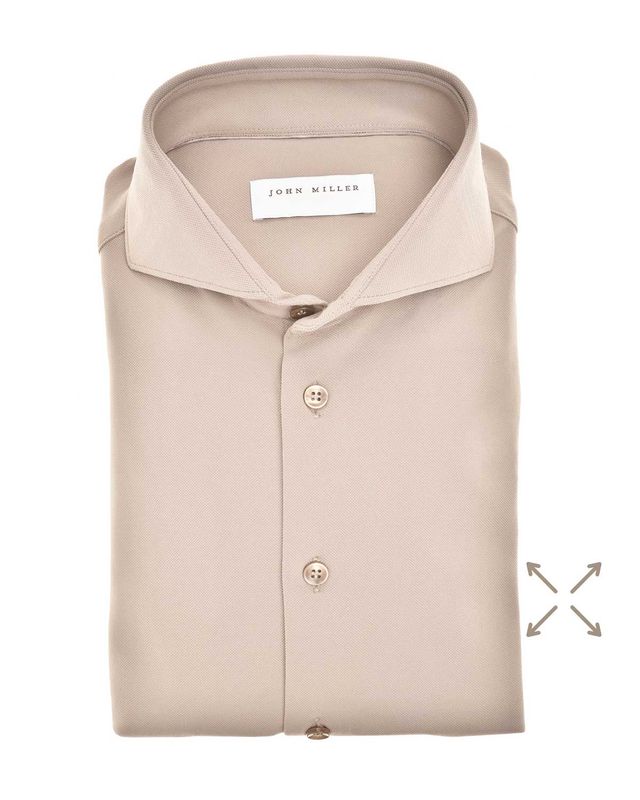 John Miller overhemd 5142460-620 in licht beige, voorkant