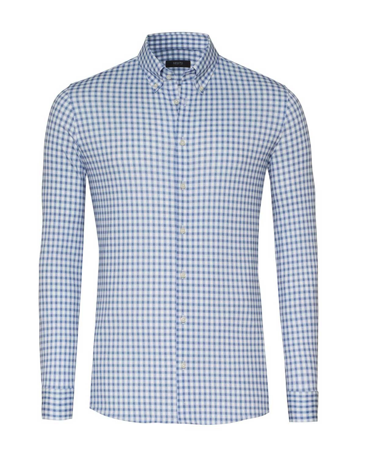 Desoto overhemd 88203-3-569 in blauw ruit, voorkant