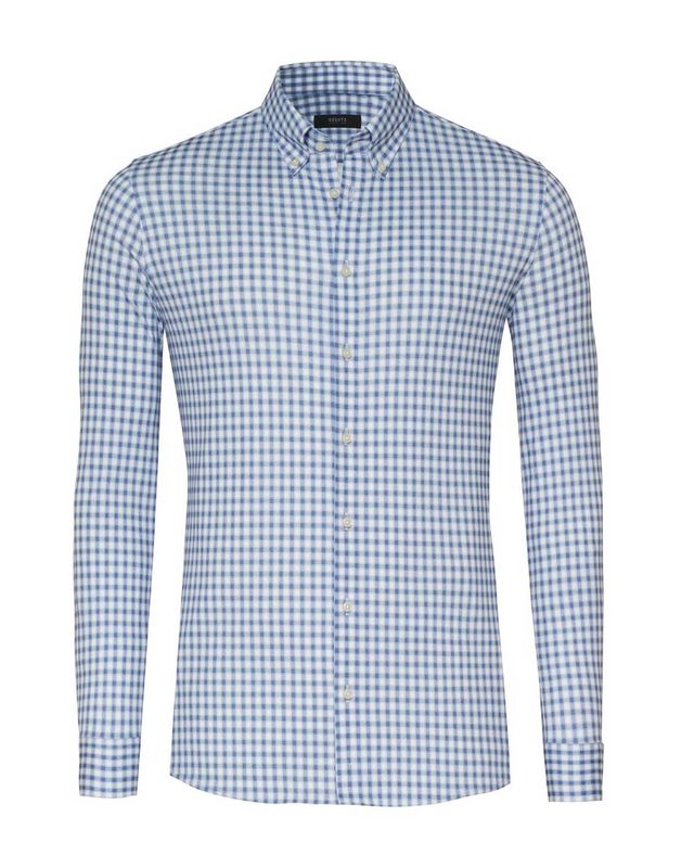 Desoto overhemd 88203-3-569 in blauw ruit, voorkant