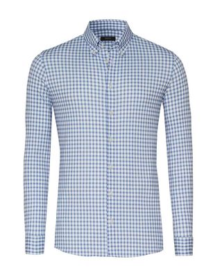 Desoto overhemd 88203-3-569 in blauw ruit, voorkant