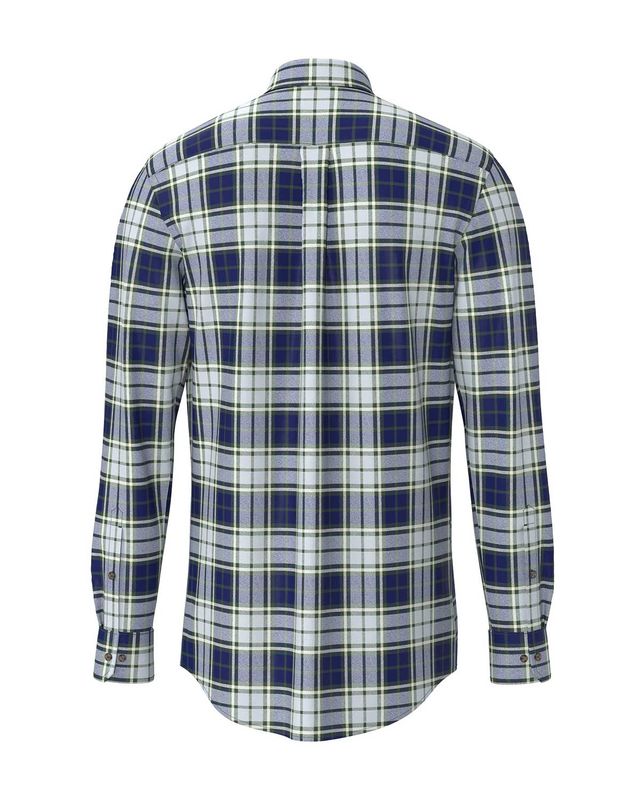 Fynch Hatton overhemd 15098920-736 ruit blauw groen beige, achterkant