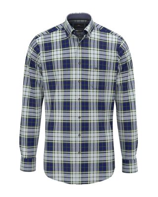Fynch Hatton overhemd 15098920-736 ruit blauw groen beige, voorkant
