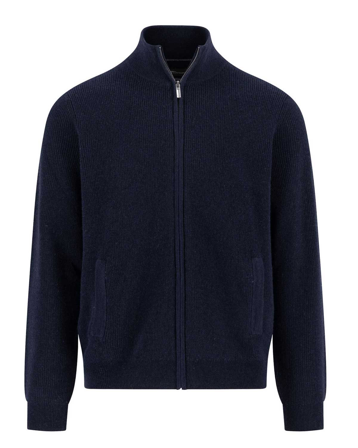 Fynch Hatton vest 1510806-690 donkerblauw merino kasjmier, voorkant