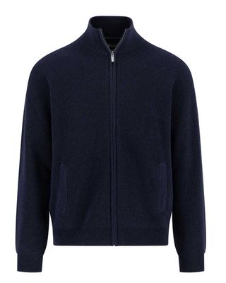 Fynch Hatton vest 1510806-690 donkerblauw merino kasjmier, voorkant