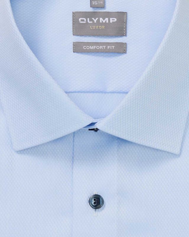 OLYMP Luxor Comfort Fit overhemd 1080/84/11 in bleu, detail kraag