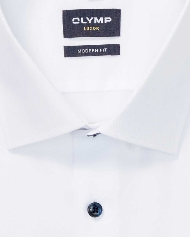 OLYMP Luxor Modern Fit overhemd 1280/84/00 in wit, detail kraag