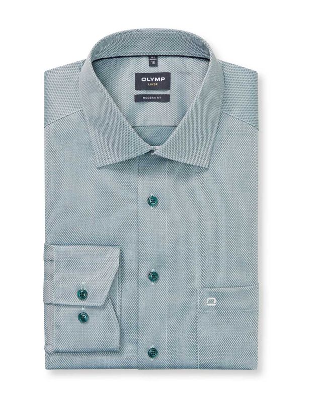 OLYMP Luxor Modern Fit overhemd 1280/84/49 in donkergroen, voorkant