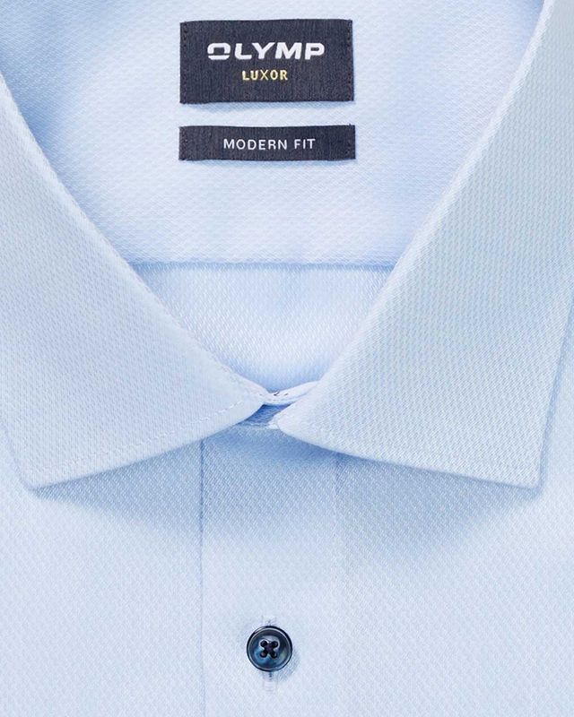 OLYMP Luxor Modern Fit overhemd 1280/84/11 in bleu, detail kraag
