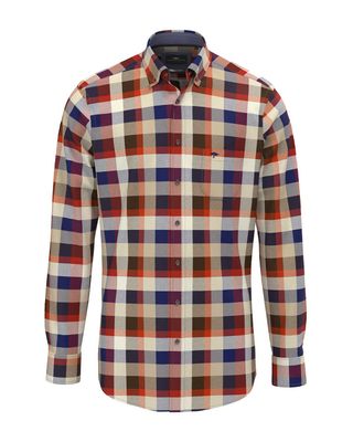 Fynch Hatton casual fit shirt 15108070-367 in garnet red flannel ruit, voorkant