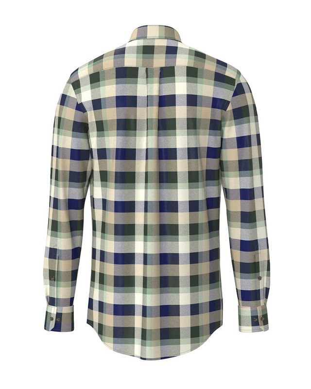 Fynch Hatton casual fit shirt 15108070-374 in groen/blauw flannel ruit, detail kraag