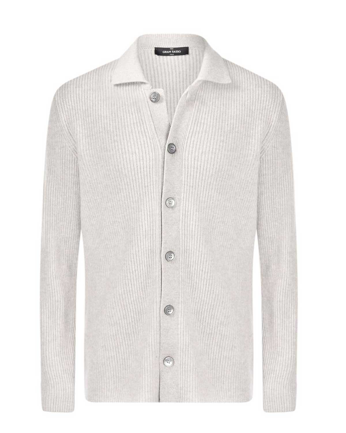 Gran Sasso vest 23130-19688-039 in lichtgrijs wol-kasjmier-viscose, regular fit met knoopsluiting, voorkant