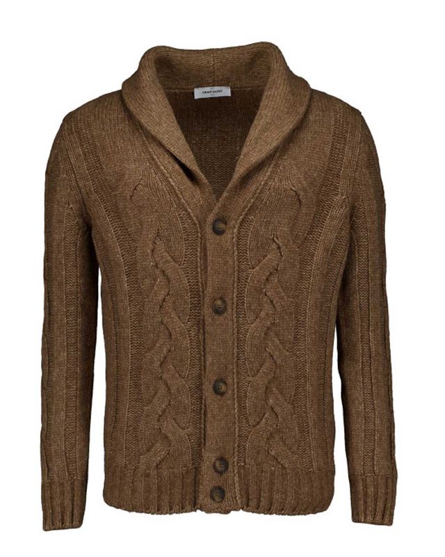 Gran Sasso knoopvest 10189/19107 in middenbruin, voorkant