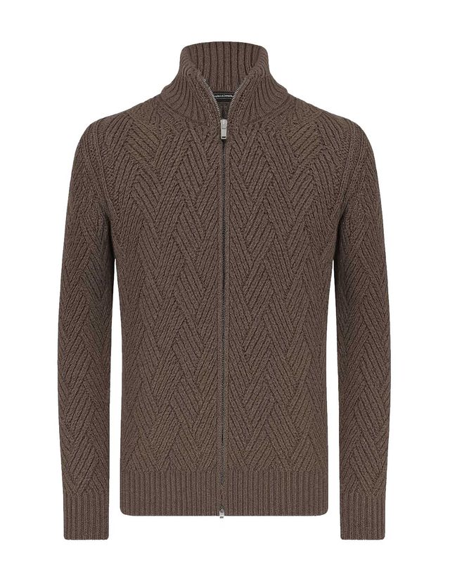 Gran Sasso vest 10155/19654 in bruin/grijs, voorkant