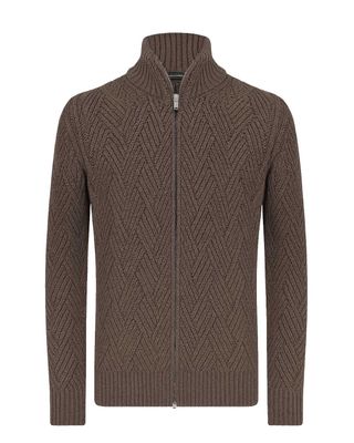 Gran Sasso vest 10155/19654 in bruin/grijs, voorkant