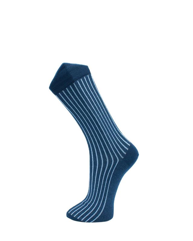 Effio sokken Shadow 25114 in blauw rib, voorkant