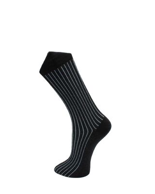 Effio sokken Shadow 25115 in zwart/grijs rib, voorkant