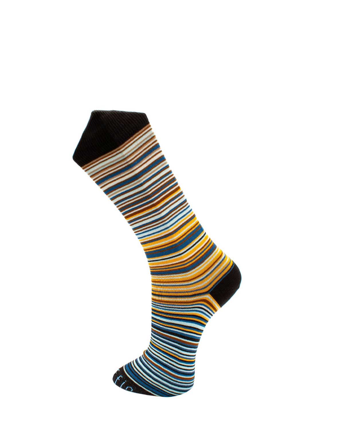 Effio sokken Earth 25104 in blauw en geel, voorkant