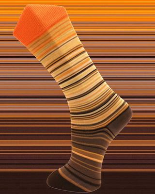 Effio Warming Stripes Bodemleven sokken 25105 in oranje-bruin, artistieke achtergrond