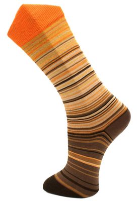 Effio Warming Stripes Bodemleven sokken 25105 in oranje-bruin, voorkant