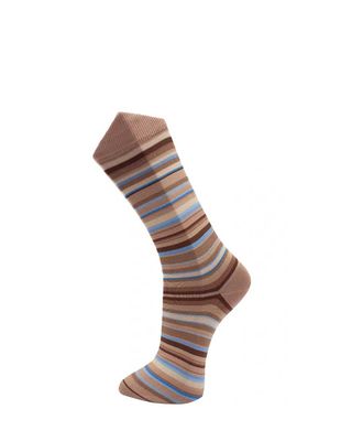 Effio sokken Glorious 24121 in bruin, beige en blauw, voorkant