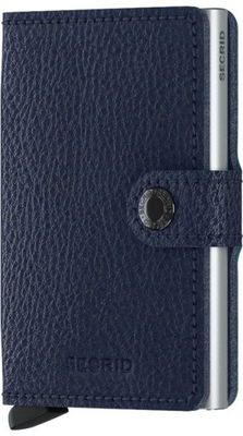 Secrid Miniwallet Veg Navy Silver – voorkant van blauwe leren pasjeshouder
