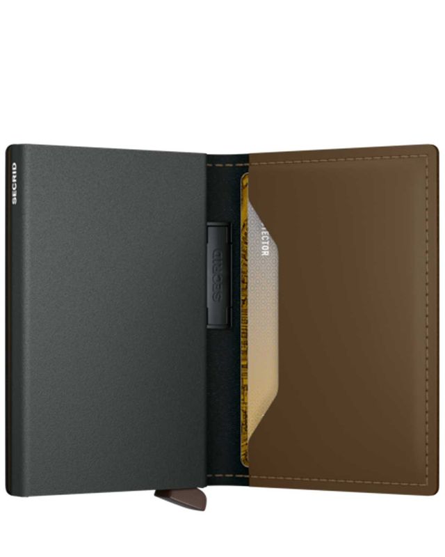 Secrid Bandwallet Earth Beige – open weergave met ruimte voor kaarten en vakje aan binnenzijde