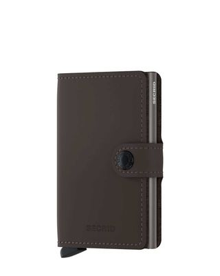Secrid Miniwallet Matte Truffle Black – voorkant van bruine leren pasjeshouder