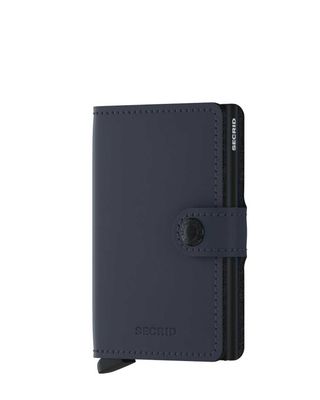 Secrid Miniwallet Matte Night Blue – voorkant van blauwe leren pasjeshouder