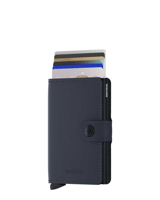 Secrid Miniwallet Matte Night Blue – met pasjes in houder, matte afwerking