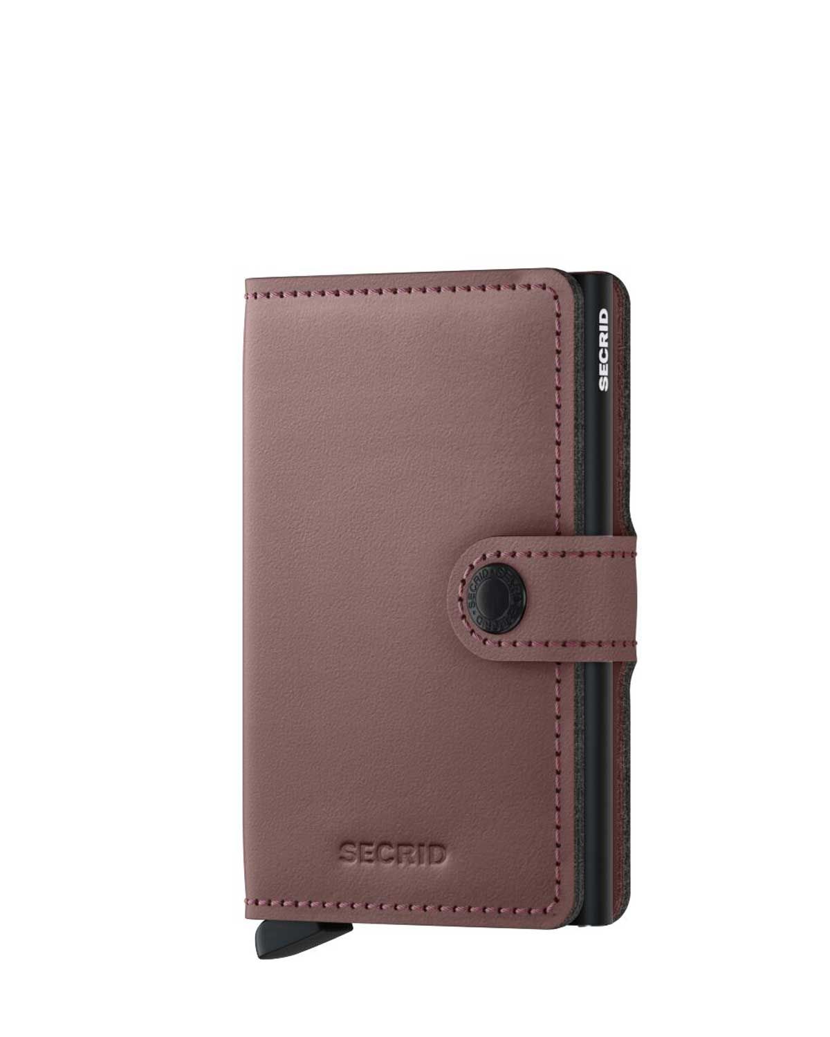 Secrid Miniwallet Matte Rose – voorkant van roze leren pasjeshouder