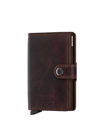 Secrid Miniwallet Vintage Chocolate – voorkant van bruine leren pasjeshouder