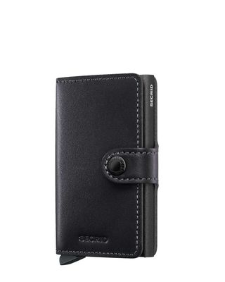 Secrid Miniwallet Original Black – voorkant van zwarte leren pasjeshouder