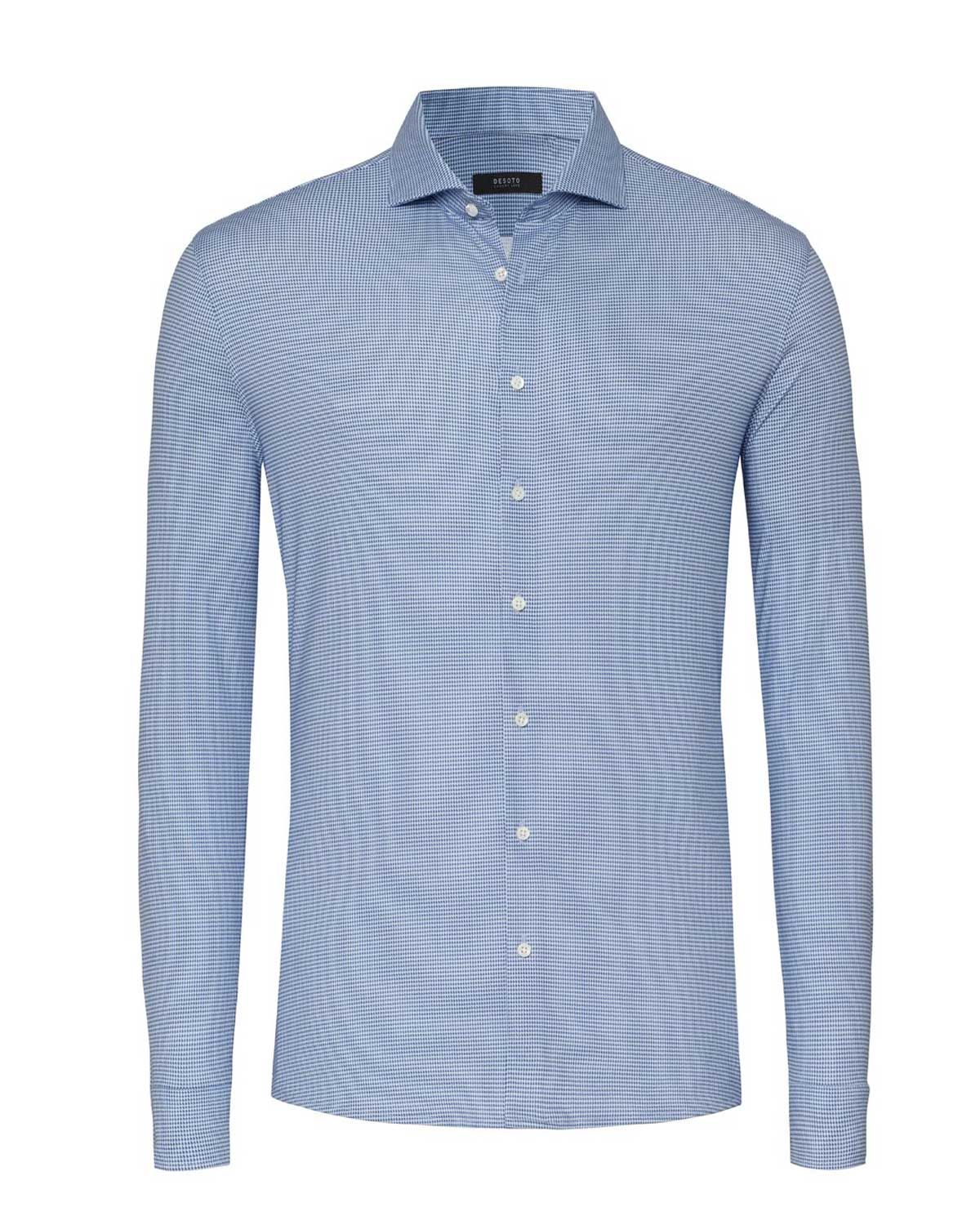 Desoto Luxury overhemd 87108-30 in lichtblauw micro-ruit, voorkant